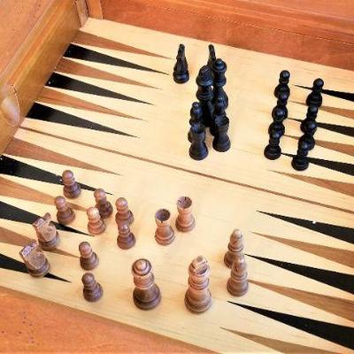 Lot #17  Pottery Barn Game Table - Chess, Checkers, Backgammon