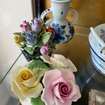 Three Porcelain Flower Pieces