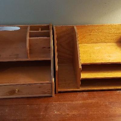 2 Wood Office Trays