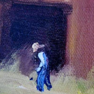 #113 tired barn small oil painting 