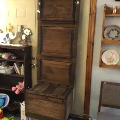 Hall tree wood (made from reclaimed door)  lot 1131