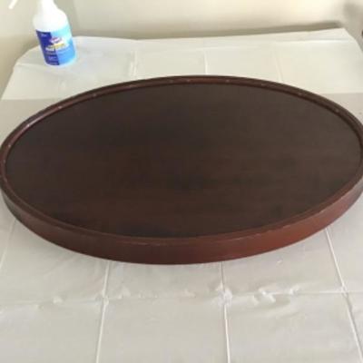 D-102 Vintage wooden serving tray with glass insert
