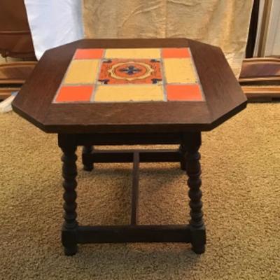B1-103 antique tile top table Catalina style