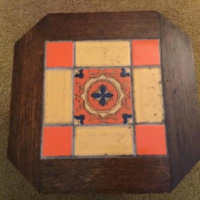 B1-103 antique tile top table Catalina style