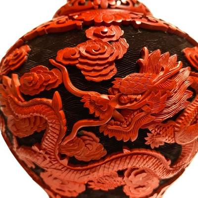 Antique Chinese Carved Cinnabar Vase