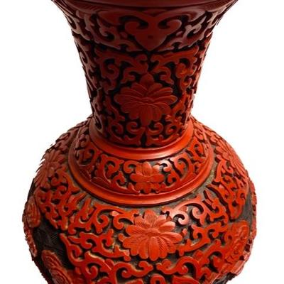 Antique Chinese Carved Cinnabar Vase