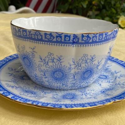 Rare Foley China Pre Shelley Blue Daisy Antique Dish and Bowl Set