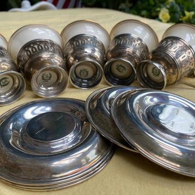 5 Sterling Lenox Porcelain Demitasse Tea Cups and Plates