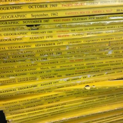 Approximately 35 National Geographic magazines dating back to 1962. Lot 1195