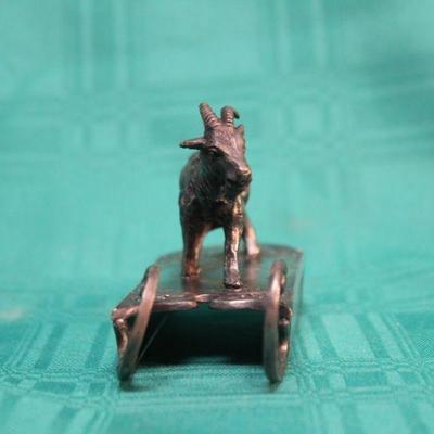 Metal Christmas Holiday Goat Riding a Sled