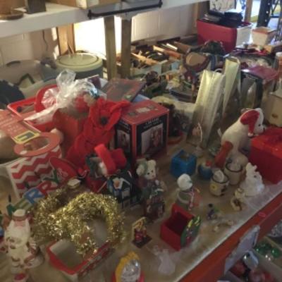 Entire shelf of Christmas decorations Lot 1218