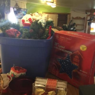 Entire shelf of Christmas decorations Lot 1219
