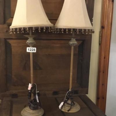 Two lamps with shades unsure if work lot 1228