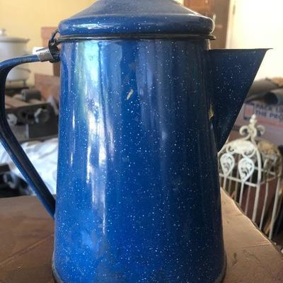 Blue metal pitcher 