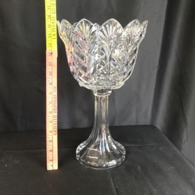 Large crystal vase or candle holder 15 inches high