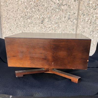 Mid-century Modern MCM WOODEN JEWELRY BOX ROTATING IN PEDESTAL