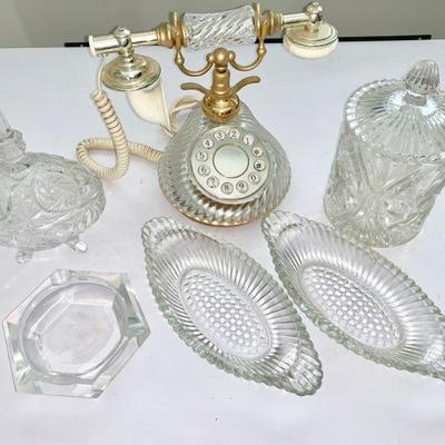 LOT 36  Old fashioned telephone and glassware