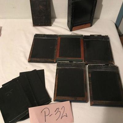 36P  Lot Antique Wood/Metal Sheet Film Holders -Some in Box/Case