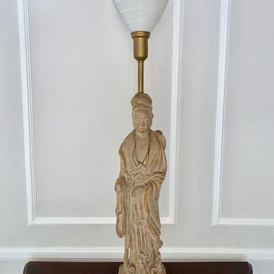 LOT 43 Vintage Asian figure Kwan Yin table lamp