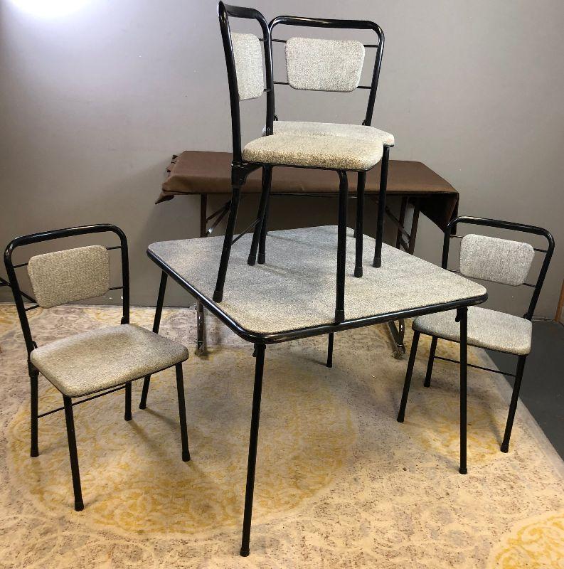 Lot 275 Vintage Card Table with 4 matching chairs