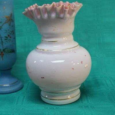 Vintage Colored Glass Hand Painted Vases