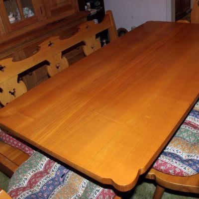 Lot 430: Handcratfed Ash Dining Table, 4 Chairs, Bench