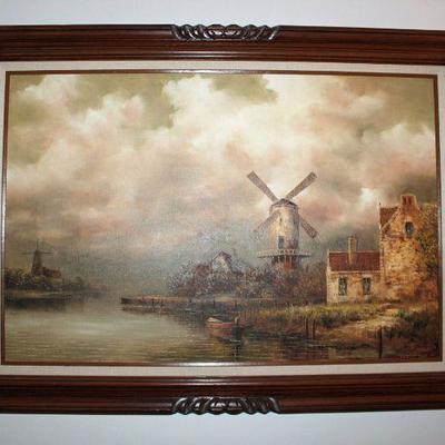 Lot 436: Oil on Canvas- Windmills