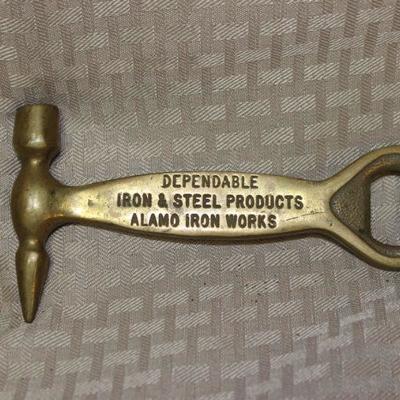 Alamo Iron Works Brass Hammer Bottle Opener *No Reserve*