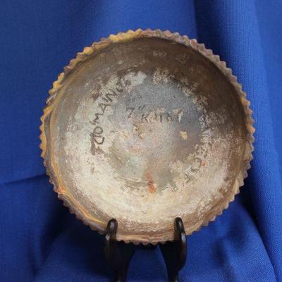 Lot 345: Comanche Texas Pottery Bowl and 6 Alligator Scutes