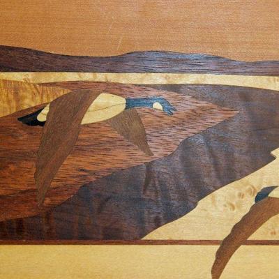Lot 349: Marquetry Picture Geese in Flight