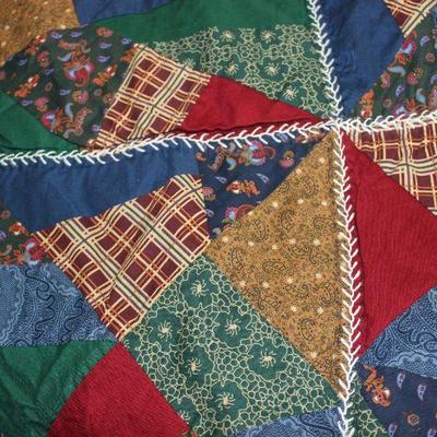 Lot 378: Patchwork Quilt with Featherstitch Design