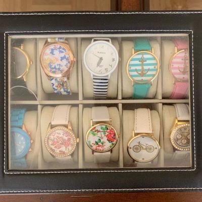 LOT 46 Ten ladies fashion watches in display box