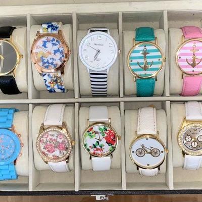 LOT 46 Ten ladies fashion watches in display box