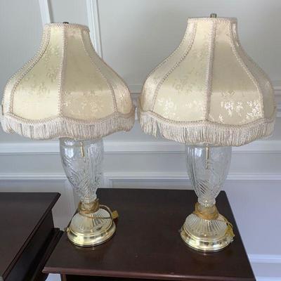 LOT 51 Pair of crystal table lamps