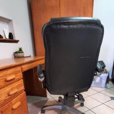 Black Leather Desk Chair - Adjustable