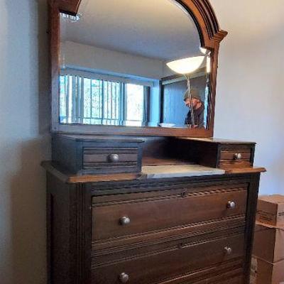 Antique Dresser with Marble Top and Mirror