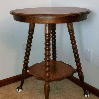 Gorgeous Antique Round Top Oak Occassional Table with Claw Feet