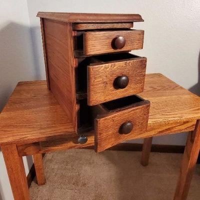 Small Antique Wood Table Top Drawer