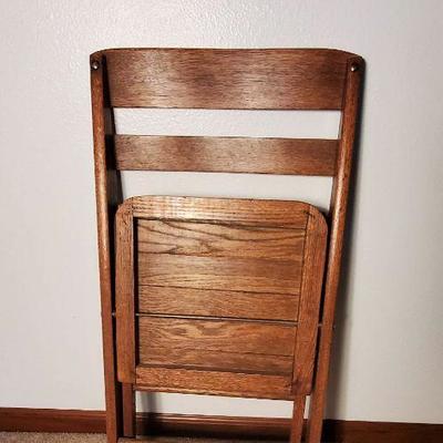 Vintage Oak Folding Chair