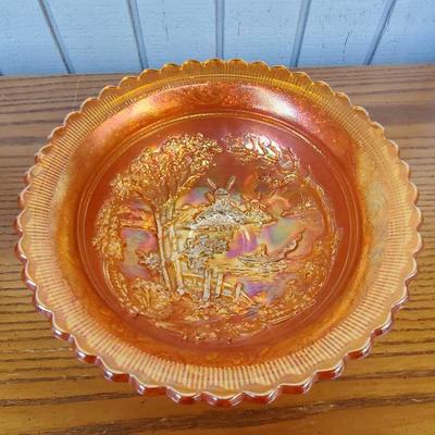 Vintage Imperial Marigold Carnival Windmill Pattern Glass Bowl