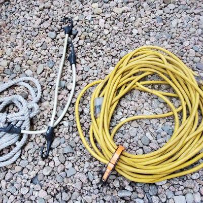 Long Heavy Duty Outdoor Extension Cord, Bungees, and Rope
