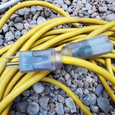 Long Heavy Duty Outdoor Extension Cord, Bungees, and Rope