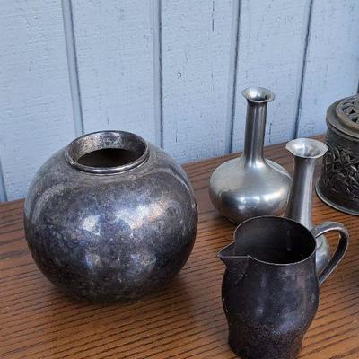 Small Silverplate and Pewter Decor Items Lot