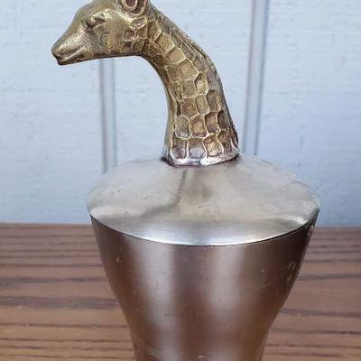 Giraffe Head Metal Cup Shaped Lidded Box