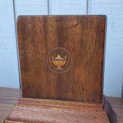 Vintage Heavy Wood Book Ends with Inlay Design