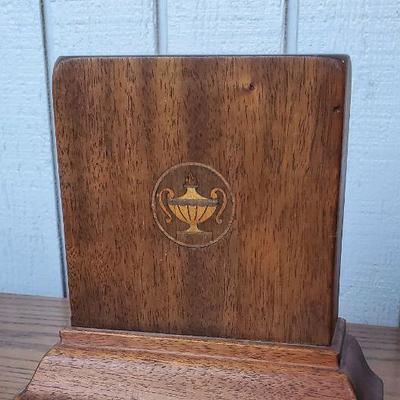 Vintage Heavy Wood Book Ends with Inlay Design