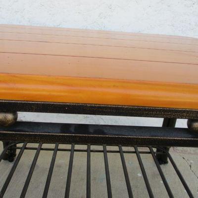 Lot 262 - Wooden End Table - Wrought Iron Legs
