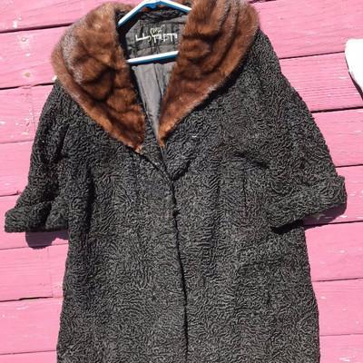 Richard Hensley Co. Furs Lambswool Coat With Mink Collar