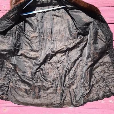 Richard Hensley Co. Furs Lambswool Coat With Mink Collar