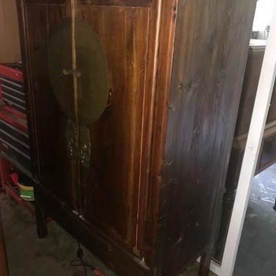 Antique Chinese 19th Century or Much Earlier Wedding Cabinet Chinoiserie